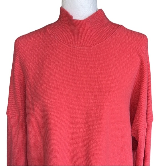 Free People Casey Coral Red Ribbed Tunic Mini Dress / Top in Fiery Red - S - Picture 6 of 15